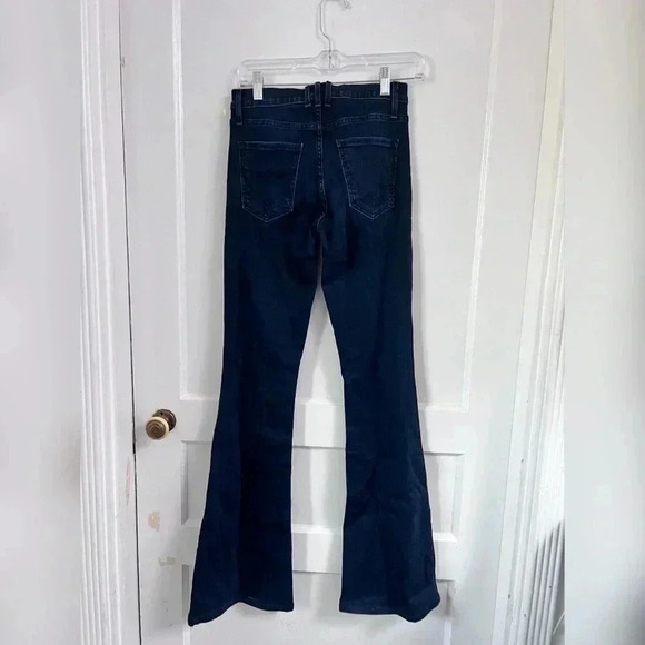 McGUIRE MID RISE DISTRESSED DARK WASH BLUE Flare JEANS Size 26 - Picture 2 of 7